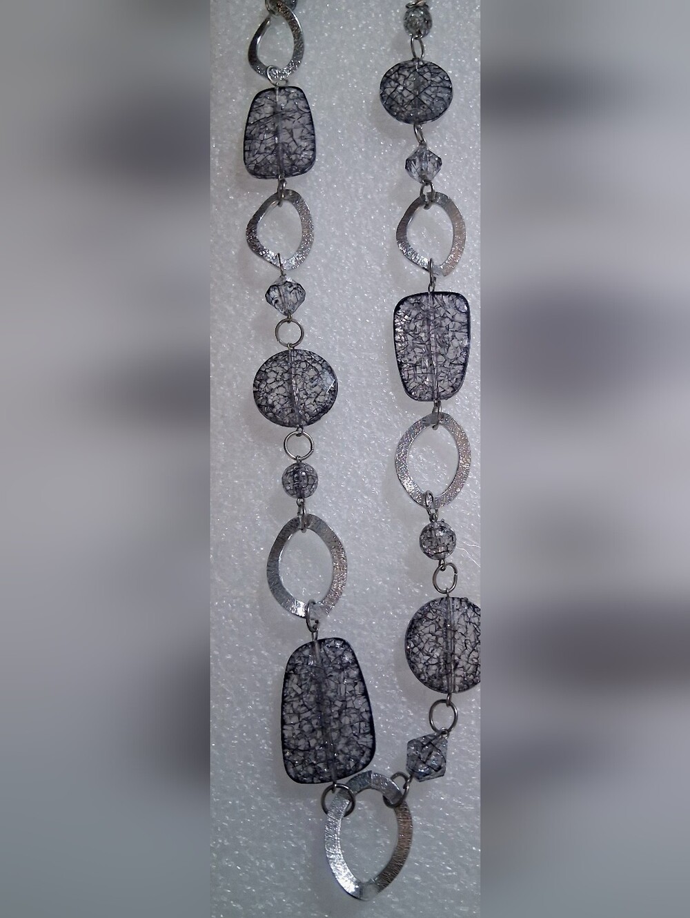 Silver Crackle Glass Dangle Earrings - Women's Jewelry